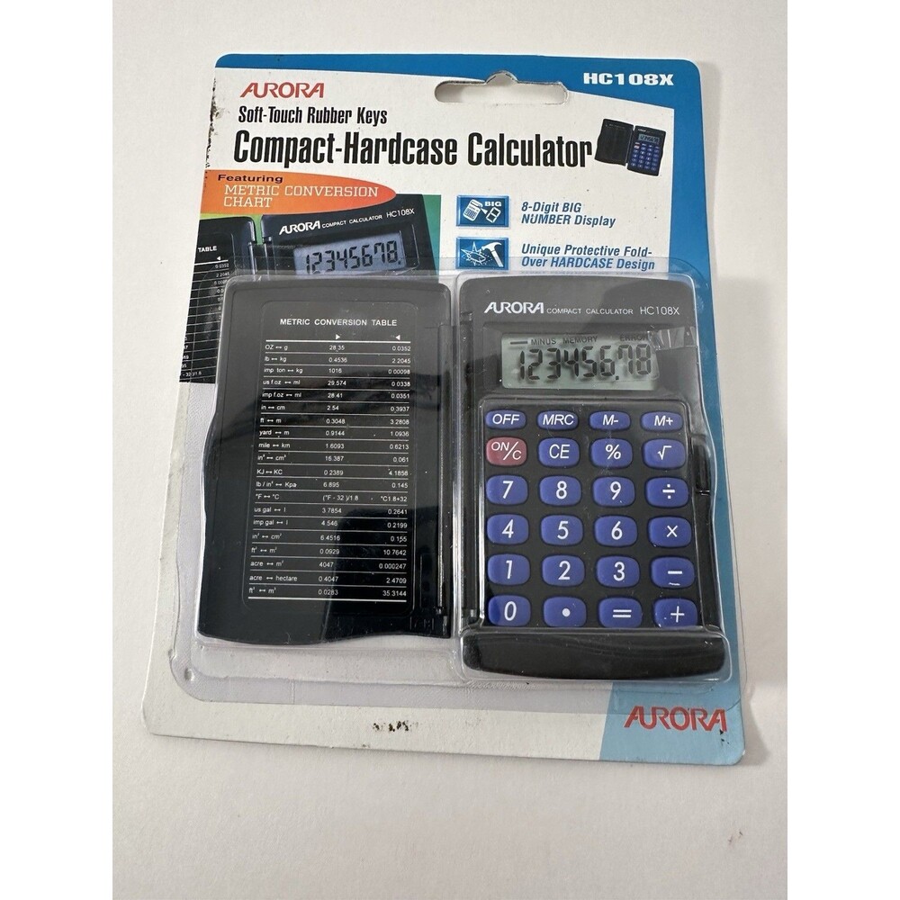 Calculator Aurora HC108x Compact Hardcase Metric Conversion Table